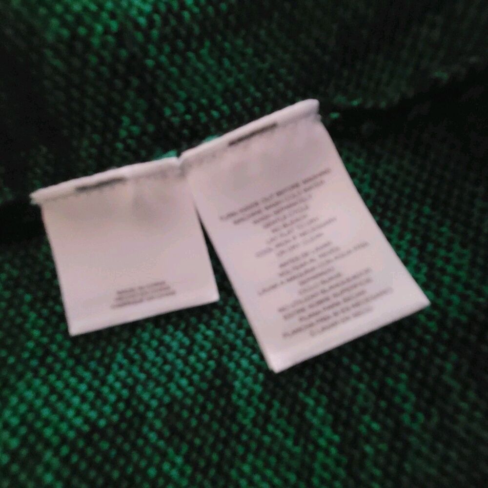 Anne Klein Green Plaid Long Cardigan Sweater Jacket Womens L Dbl Breasted Preppy - Picture 8 of 9